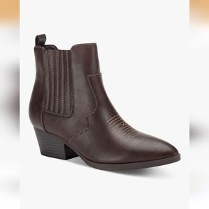 **NEW**SUN + STONE Womens Grangerr Faux Leather Zipper Booties Size 9